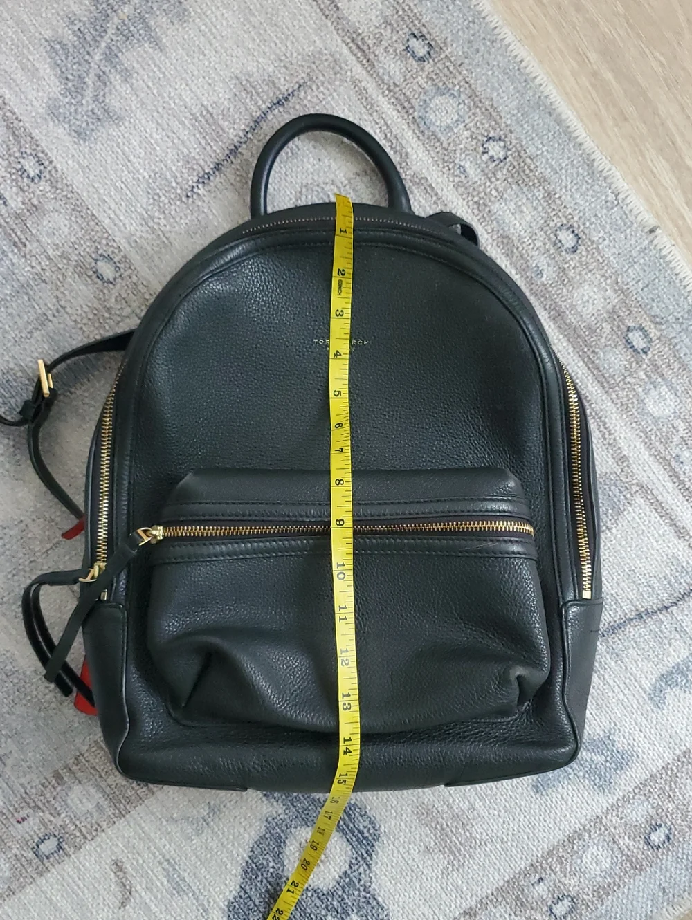 Tory Burch Black Pebbled Leather Backpack Bag Purse
